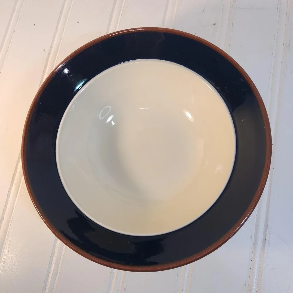 4 International Bands of Celebration Soup Bowls Success Stoneware Cobalt Blue